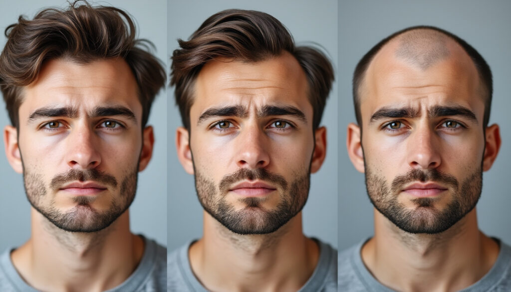découvrez les causes et signes de la calvitie à 20 ans, avec des photos explicatives et des solutions efficaces pour lutter contre la perte de cheveux précocement.